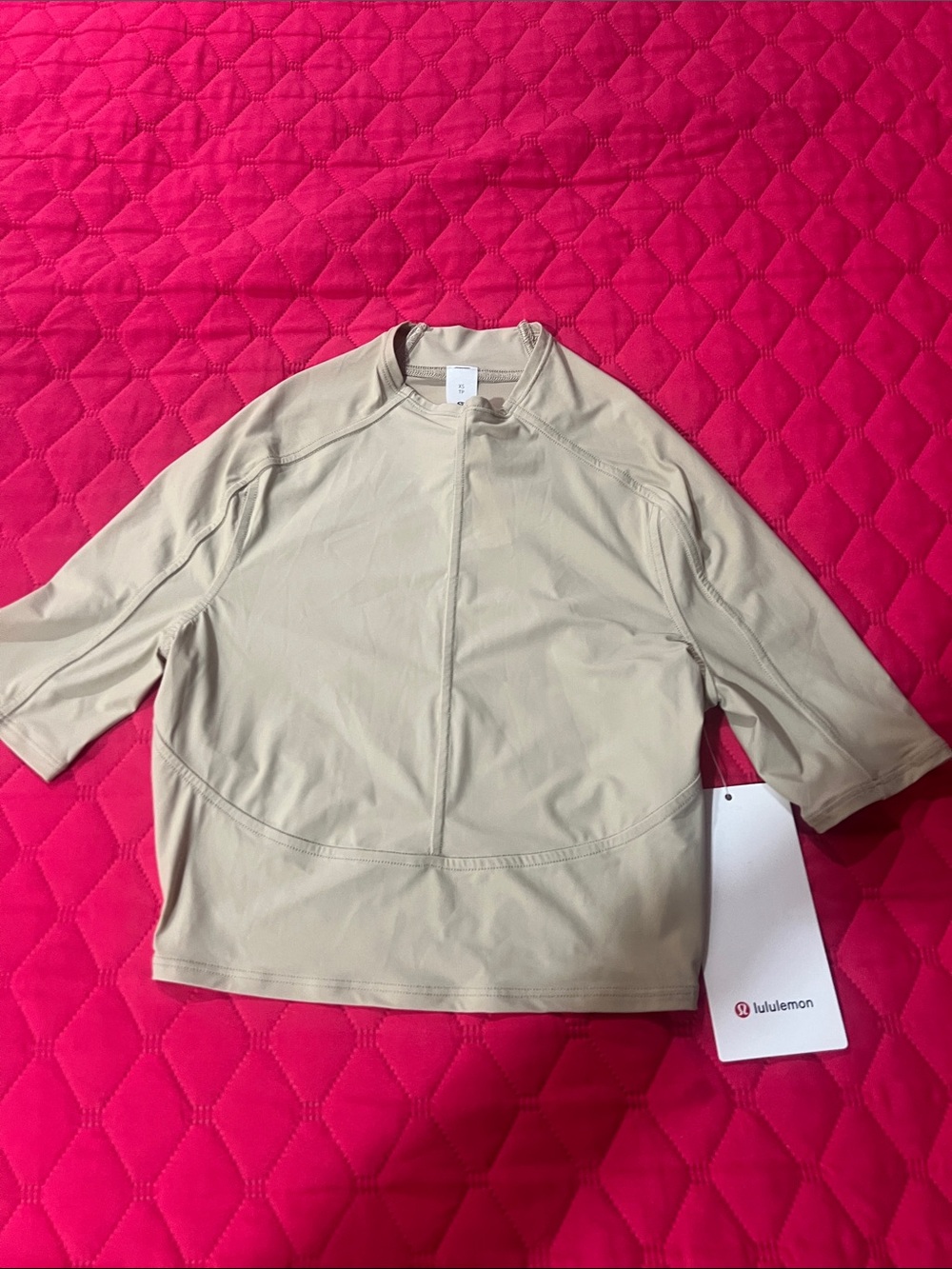 lululemon athletica Beige Cropped Crew Neck Top NWT